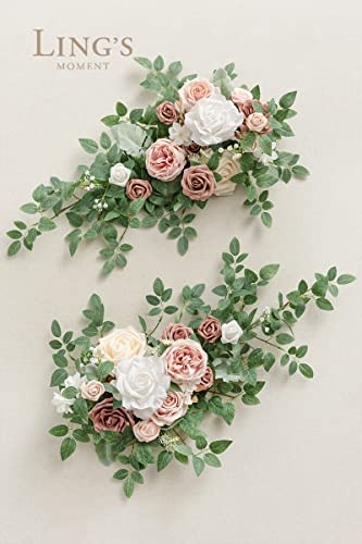 Product: Ling's Moment 2pcs Dusty Rose Artificial Flower Garland Floral Swags Centerpieces Blush Wedding Arch Flower Greenery Arrangements for Sweetheart Table Wall Window Home Garden Outdoor Decor