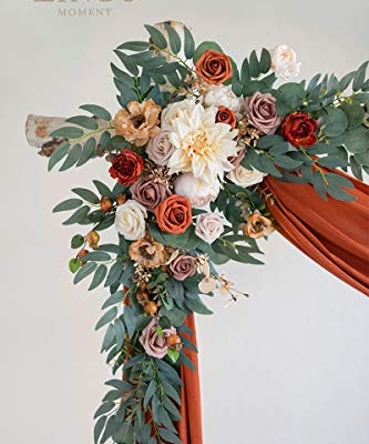 Silky Flower Store Fall Wedding Arch Flowers Kit, Hanging Floral Backdrop, Terracotta Orange Drapes, Faux Rose Ceremony Decor, 4 Pack, 2pcs 32.5cm 8 8 Product: Ling's Moment Fall Hanging Wedding Arch Flowers Kit (Pack of 4) 2pcs Arbor Artificial Flower Arrangement, 2 Drapes, Ceremony Rose Backdrop, Brunt Orange Terracotta Floral Party Autumn Outdoor Decor