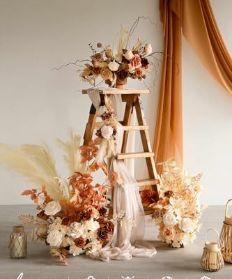 Silky Flower Store Tall Fall Artificial Flowers Arrangement, Wedding Arch Decor, Faux Silk Foam Florals, Ready to Use, 41in 22in 6.5in 12 12 Product: Ling's Moment 41" Tall Fall Free Standing Artificial Flowers Arrangements 2 pcs Wedding Arch Altar Stage Decorations Rust Sepia For Ceremony Reception Rose Fake Floral Party Outdoor Centerpieces Decor