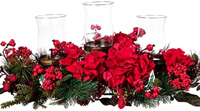 Product: Nearly Natural Artificial Hydrangea Holiday Candelabrum