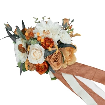 Silky Flower Store Burnt Orange Bridal Bouquet Artificial Flowers, Fall Wedding Bouquet, BENCENTRE, 10 Inch 11 11 Product: BENCENTRE 10 Inch Burnt Orange Bridal Bouquet,Fall Wedding Bouquet,Bride Bouquets for Wedding Ceremony Anniversary, Party and French Rustic Vintage Wedding,Artificial Flowers