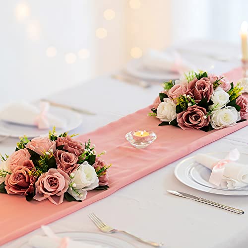 Product: BLOSMON Dusty Rose Flowers Centerpieces: 10 Pieces Pink Roses Artificial Flowers Balls for Wedding Dinning Table - Fake Silk Kissing Floral Arrangements for Home Party Event Decor