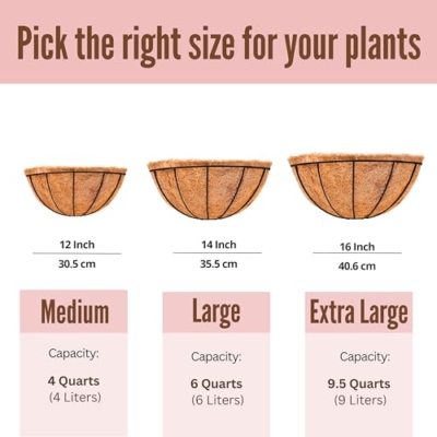 Product: LaLaGreen Large Wall Flower Baskets, 6 Pack, 16 Inch Rail Planter for Outdoor Plants, Metal Wire Plants Holders with Coco Liner Outside Fence Balcony Garden Pots Railings Hanging Deck Porch Decor