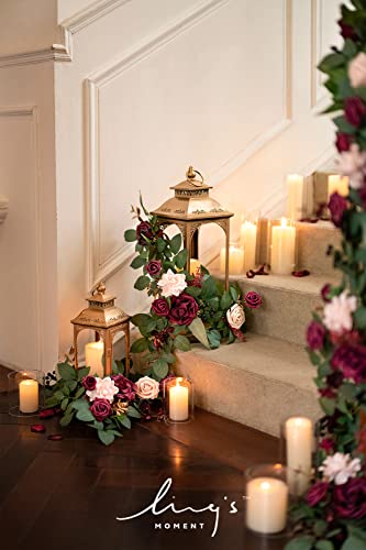 Silky Flower Store Artificial Flower Garland Marsala Blush, 6 Pack 2ft Faux Floral Wreaths, 12ft Joinable Centerpieces, 2ft 1 1 Product: Ling's Moment 6Pack 2ft Artificial Flowers Garland Marsala & Blush Lantern Flower Centerpieces Burgundy Wedding Aisle Decor Chair Flowers Arch Floral for Signs DIY Table Wall Window Cake Decoration