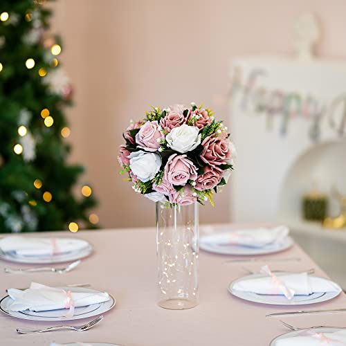 Product: BLOSMON Dusty Rose Flowers Centerpieces: 10 Pieces Pink Roses Artificial Flowers Balls for Wedding Dinning Table - Fake Silk Kissing Floral Arrangements for Home Party Event Decor