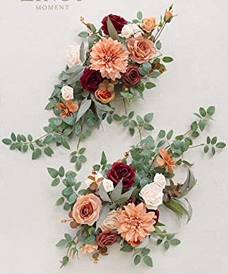 Silky Flower Store Terracotta Artificial Flower Garland, Burnt Orange Wedding Arch Greenery, Faux Floral Swags Centerpieces, 27.5in x 14in 9 9 Product: Ling's Moment 2Pcs Terracotta Artificial Flower Garland Floral Swags Centerpieces Burnt Orange Wedding Arch Flower Greenery Arrangements for Sweetheart Table Wall Window Home Garden Outdoor Decor