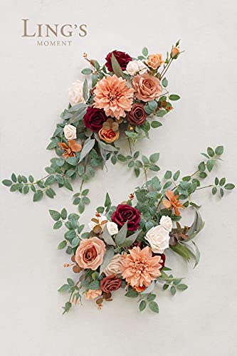 Silky Flower Store Terracotta Artificial Flower Garland, Burnt Orange Wedding Arch Greenery, Faux Floral Swags Centerpieces, 27.5in x 14in 4 4 Product: Ling's Moment 2Pcs Terracotta Artificial Flower Garland Floral Swags Centerpieces Burnt Orange Wedding Arch Flower Greenery Arrangements for Sweetheart Table Wall Window Home Garden Outdoor Decor