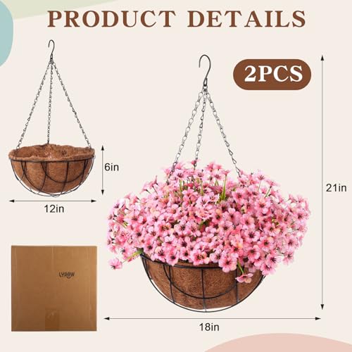 Silky Flower Store Artificial Hanging Flower Basket, Faux Orchid Arrangement Pink, 2 Pack, Decorative Spring Hanging Planters, 32.5cm 1 1 Product: Beeveer Artificial Spring Hanging Flowers in Basket for Home Decoration Faux Orchid Arrangement Porch Plants Coconut Lining Basket for Autumn Courtyard Decor(Pink, 2 Pack)