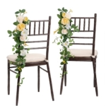 Product: Ling's Moment Wedding Chair Decorations Aisle Garlands Floral Swag 10pcs Artificial Pew Flowers Hanging Creamy Yellow for Ceremony Reception Church Rose Floral Faux Arrangement Party Outdoor Decor