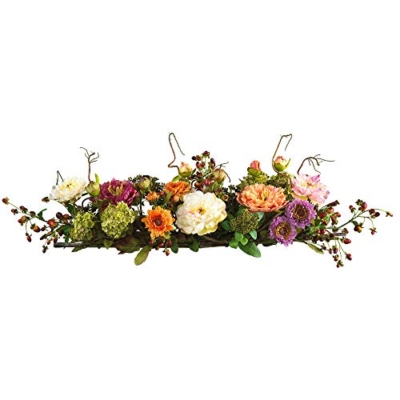 Product: Nearly Natural 4665 Mixed Mini Peony Centerpiece Silk Flower Arrangement,10"D x 34"W x 6.5"H