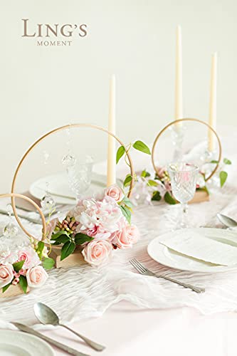 Silky Flower Store Blush Pink Artificial Flower Crystal Hoop Wreath Centerpieces Set of 3, French Country Faux Floral Table Decor 11in 8in 2.7x5.9in 1 1 Product: Ling's Moment Blush Pink Artificial Flowers Crystal Hoop Wreath Centerpieces for Sweetheart Table Head Table Ceremony Reception Decorations, Assembled (Set of 3)