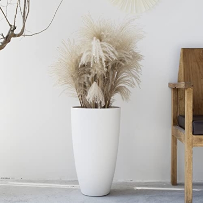 Product: LA Jolie Muse 20 inch Round Tall Planter,Indoor/Outdoor White Planter with Drainage Holes and Trays,Modern Large Flower Pot for Front Door,Balcony and Garden Patio Deck,Pack 1