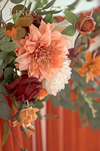 Silky Flower Store Fall Artificial Wedding Arch Flower Garland, Orange Eucalyptus Rose Backdrop Decorations, 6.5ft 4 4 Product: Ling's Moment 6.5FT Backdrop Flower Garland Decorations, Fall Artificial Wedding Arch Flowers, Orange Ceremony Reception Hanging Eucalyptus Rose Arbor Arrangement Outdoor Party Floral Swag