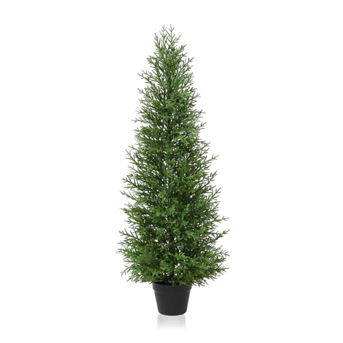 Product: 4FT OAKRED Artificial Cedar Topiary Tree - UV-Protected Norfolk Pine for Year-Round Outdoor & Indoor Decor