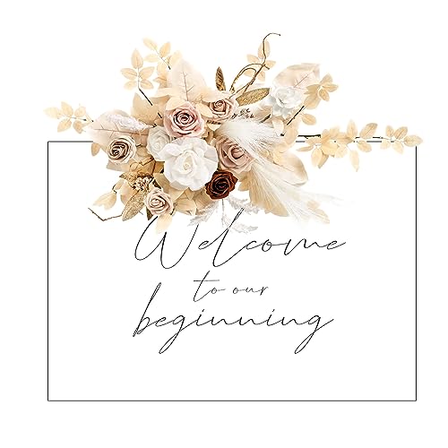 Ling's Moment Fall Wedding Floral Swag Welcome Sign Artificial Flowers Backdrop Garland White Beige for Ceremony Reception Door Wall Easel Home Decoration Entryway Faux Outdoor Board Head Table Decor - Artificial Flower Arrangements Product: Ling's Moment Fall Wedding Floral Swag Welcome Sign Artificial Flowers Backdrop Garland White Beige for Ceremony Reception Door Wall Easel Home Decoration Entryway Faux Outdoor Board Head Table Decor