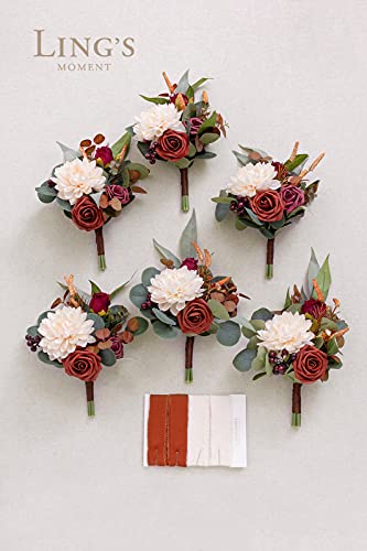 Silky Flower Store Terracotta Bridesmaid Bouquet Set of 6, Artificial Silk Foam Wedding Flowers, Cream Goldenrod Roses, 7 inch 5 5 Product: Ling's Moment Artificial Flowers Terracotta Bridesmaid Bouquet Set of 6, Fall Wedding Flowers Bouquets for Bridesmaids, 7 Inch Bridal Bouquets for Bridesmaids, Wedding Decor, Anniversary, etc