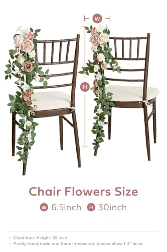 Silky Flower Store Pink Blush Cream Wedding Chair Floral Swag, 10pc Aisle Decorations, Faux Ceremony Chair Ribbons, 32.5cm 1 1 Product: Ling's Moment 10pcs Wedding Chair Decorations Aisle Floral Swag Artificial Pew Flowers Hanging Garland Pink Blush & Cream For Ceremony Reception Church Rose Floral Faux Arrangement Party Outdoor Decor