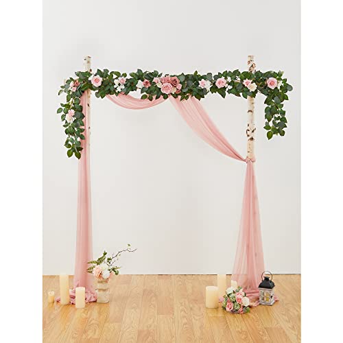 Silky Flower Store Eucalyptus Garland with Flowers Blush Pink Artificial Garland Decor, 9FT 3 3 Product: OnlyBloom 9FT Eucalyptus Garland with Flowers, Artificial Flowers Garland Table Runner Decor Arch Backdrop Head Table Decorations for Wedding Sweetheart Table Centerpieces(Blush Pink)