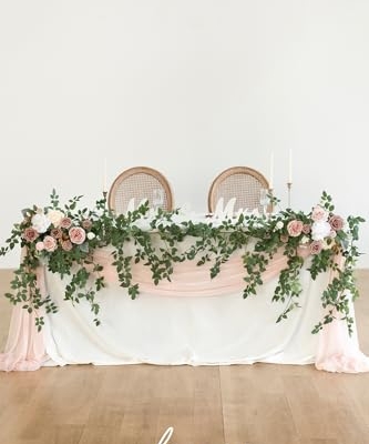 Product: Ling's Moment 2pcs Dusty Rose Artificial Flower Garland Floral Swags Centerpieces Blush Wedding Arch Flower Greenery Arrangements for Sweetheart Table Wall Window Home Garden Outdoor Decor