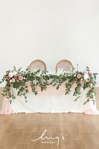 Product: Ling's Moment 2pcs Dusty Rose Artificial Flower Garland Floral Swags Centerpieces Blush Wedding Arch Flower Greenery Arrangements for Sweetheart Table Wall Window Home Garden Outdoor Decor