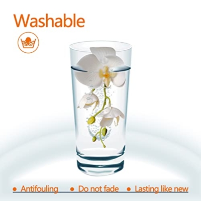 Product: Faux Orchids Artificial Flowers with Porcelain Vase Large Fake Silk Orchids in Vase Indoor Dining Table Office Desk Decor