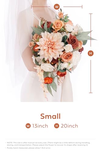Silky Flower Store Terracotta Bridal Bouquet, Cascading Orange Wedding Bouquet, Ling’s Moment Bridesmaid Bouquet, 13 Inch 2 2 Product: Ling's Moment Terracotta Bridal Bouquet Cascading, Orange Wedding Bouquets for Bride, 13 Inch Bride Bouquets for Wedding Artificial Flowers Bouquets
