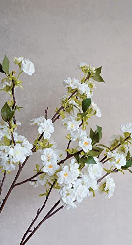 Silky Flower Store White Cherry Blossom Faux Stems, Alice Lane Home Collection, Pack of 3, 32.5cm 4 4 Product: White Cherry Blossom Stems – Pack of 3 – by Alice Lane Home Collection – Luxurious Vibrant Flowers – Faux Stems – Wedding, Home Décor