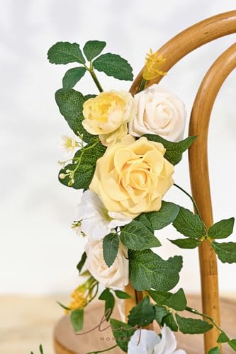 Silky Flower Store Wedding Chair Decorations, Aisle Garlands Floral Swag, Creamy Yellow Rose Faux Arrangement, 30in 10pcs 6 6 Product: Ling's Moment Wedding Chair Decorations Aisle Garlands Floral Swag 10pcs Artificial Pew Flowers Hanging Creamy Yellow for Ceremony Reception Church Rose Floral Faux Arrangement Party Outdoor Decor