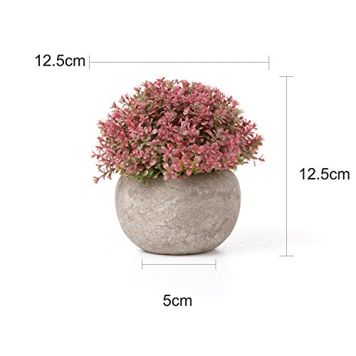 Silky Flower Store Artificial Mini Plants Grey Pot Set of 3, Home Office Wedding Decor, Faux Greenery 4.9in 5 5 Product: T4U Mini Artificial Plants in Grey Pot, Plastic Fake Green Colorful Flower Topiary Shrubs for Home Office Wedding Decoration Set of 3