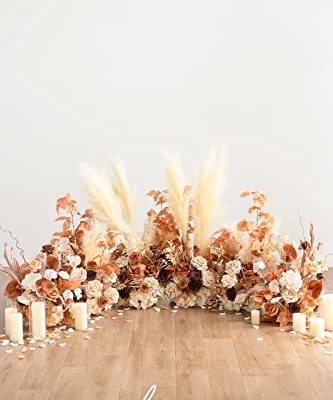Silky Flower Store Tall Fall Artificial Flowers Arrangement, Wedding Arch Decor, Faux Silk Foam Florals, Ready to Use, 41in 22in 6.5in 13 13 Product: Ling's Moment 41" Tall Fall Free Standing Artificial Flowers Arrangements 2 pcs Wedding Arch Altar Stage Decorations Rust Sepia For Ceremony Reception Rose Fake Floral Party Outdoor Centerpieces Decor