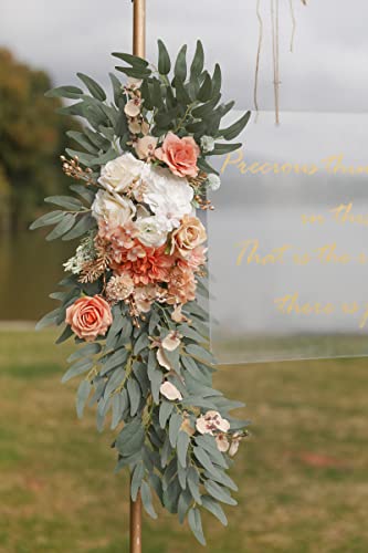 Product: Serra Flora Wedding Arch Flowers Swags Kit (Pack of 2) for DIY Artificial Peony Greenery Arrangements Party Welcome Ceremony Sign and Reception Backdrop Floral Decoration (White Orange)