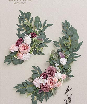 Silky Flower Store Artificial Wedding Arch Flowers Eucalyptus Willow Garland, Dusty Rose Cream Rose Welcome Sign Swag, 33in 7 7 Product: Ling's Moment 2pcs Artificial Welcome Sign Swag Wedding Arch Flowers Decorations Floral Eucalyptus Willow Garland Dusty Rose & Cream Rose Ceremony Party Reception Easel Door Wall Home Entryway Outdoor