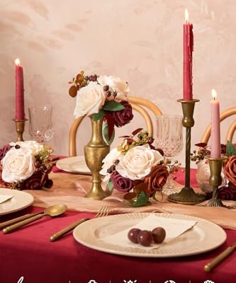 Silky Flower Store Burnt Orange Wedding Centerpiece Flowers, Mini Bridesmaid Bouquets Set of 6, Faux Floral Arrangements 8.5in x 6in 9 9 Product: Ling's Moment Burnt Orange Wedding Centerpieces Flowers Mini Bridesmaid Bouquets Set of 6 Terracotta Table Decor Pre-Made Small Floral Fall Wedding Decorations