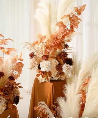 Silky Flower Store Tall Fall Artificial Flowers Arrangement, Wedding Arch Decor, Faux Silk Foam Florals, Ready to Use, 41in 22in 6.5in 9 9 Product: Ling's Moment 41" Tall Fall Free Standing Artificial Flowers Arrangements 2 pcs Wedding Arch Altar Stage Decorations Rust Sepia For Ceremony Reception Rose Fake Floral Party Outdoor Centerpieces Decor