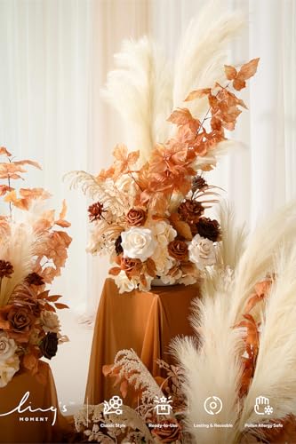 Silky Flower Store Tall Fall Artificial Flowers Arrangement, Wedding Arch Decor, Faux Silk Foam Florals, Ready to Use, 41in 22in 6.5in 1 1 Product: Ling's Moment 41" Tall Fall Free Standing Artificial Flowers Arrangements 2 pcs Wedding Arch Altar Stage Decorations Rust Sepia For Ceremony Reception Rose Fake Floral Party Outdoor Centerpieces Decor