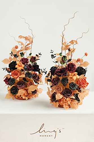 Silky Flower Store Fall Artificial Flower Arrangements, Wedding Arch Decorations, Pumpkin Orange Black Faux Florals, 2 Piece Set 41cm 5 5 Product: Ling's Moment 41" Tall Fall Free Standing Artificial Flowers Arrangements 2 pcs Wedding Arch Altar Stage Decorations Classic Halloween Wedding for Ceremony Reception Church Backdrop Outdoor Party