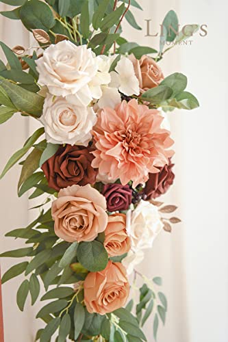 Silky Flower Store Fall Wedding Arch Flowers, Artificial Terracotta Burnt Orange Floral Arch Kit, Sheer Drapes, 5 Piece Set, 32.5cm 3 3 Product: Ling's Moment Fall Wedding Arch Flowers with Sheer Drapes Kit - Artificial Terracotta and Burnt Orange Floral for Ceremony Backdrop, Arbor Decor, 5-Piece Set (2 Flower Stems + 3 Hanging Drapes)