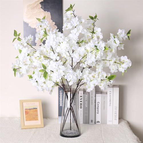 Product: 39''/100cm Artificial Flowers Cherry Blossom Branches Fake Flowers,3Pcs Cherry Blossom Decor, Tall Fake Cherry Blossom Arrangements for Wedding Office Party Table Home Decor (White)