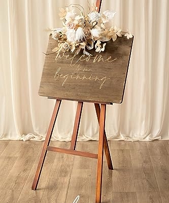 Silky Flower Store Faux Floral Wedding Welcome Sign Garland, White Beige Artificial Flowers, Reusable Decor, 20x10in 6 6 Product: Ling's Moment Fall Wedding Floral Swag Welcome Sign Artificial Flowers Backdrop Garland White Beige for Ceremony Reception Door Wall Easel Home Decoration Entryway Faux Outdoor Board Head Table Decor