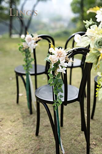 Silky Flower Store Wedding Aisle Pew Flowers, Emerald Tawny Beige Faux Arrangements, Chiffon Ribbons, Ceremony Chair Back Decor, 8 Piece Set, 32.5cm 3 3 Product: Ling's Moment 8 Wedding Aisle Pew Artificial Flowers Arrangements Emerald Tawny Beige for Ceremony Chair Back Floral Decorations with Chiffon Ribbons Reception Church Rose Faux Hanging Party Outdoor