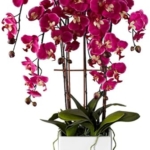 Product: Dahlia Studios Potted Silk Faux Artificial Flowers Arrangements Realistic Purple Fuchsia Orchid in White Ceramic Pot for Home Decoration Living Room Office Bedroom Bathroom Kitchen 29" High