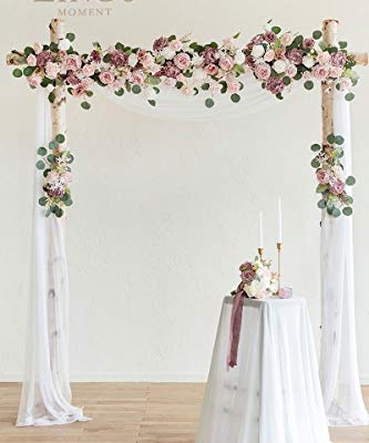 Product: Ling's Moment Artificial Flower Arch Decor with Sheer Drape (Set of 3) for Wedding Ceremony Aobor and Reception Backdrop Floral Arrangement Decor