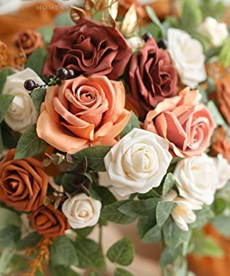 Silky Flower Store Terracotta Arch Flower Swags Wedding Decor Centerpieces DIY Signs, Faux Silk Rose Garland Set, 26x22in 5 5 Product: Ling's Moment 2PCS Terracotta Arch Flowers Artificial Floral Swags Centerpieces Wedding Decor Mantel Faux Burnt Orange Rose Garland Arrangements for DIY Sweetheart Table Wall Window Welcome Signs