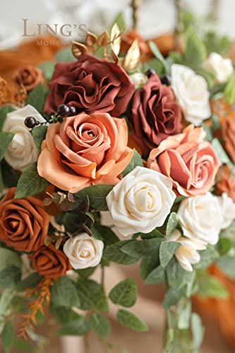 Silky Flower Store Terracotta Arch Flower Swags Wedding Decor Centerpieces DIY Signs, Faux Silk Rose Garland Set, 26x22in 1 1 Product: Ling's Moment 2PCS Terracotta Arch Flowers Artificial Floral Swags Centerpieces Wedding Decor Mantel Faux Burnt Orange Rose Garland Arrangements for DIY Sweetheart Table Wall Window Welcome Signs