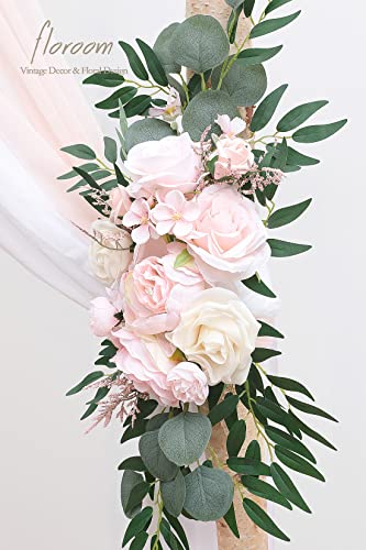 Product: Floroom Arch Flowers with Drapes Kit (Pack of 4) - 2pcs Artificial Blush Pink Floral Swag Arrangement with 2pcs Draping Fabric for Wedding Ceremony Arbor and Reception Backdrop Decoration