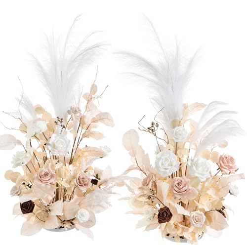 Ling's Moment Christmas Decor, 41" Tall Fall Free Standing Artificial Flowers Arrangements 2pcs Wedding Arch Altar Stage Decorations White Beige for Ceremony Reception Rose Fake Floral Party - Artificial Roses Product: Ling's Moment Christmas Decor, 41" Tall Fall Free Standing Artificial Flowers Arrangements 2pcs Wedding Arch Altar Stage Decorations White Beige for Ceremony Reception Rose Fake Floral Party
