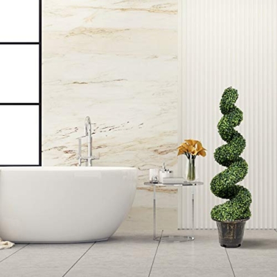 Silky Flower Store Artificial Boxwood Spiral Topiary Tree, Faux Greenery Home Garden Decor, 4 Ft 15 15 Product: GOPLUS 4 Ft Artificial Boxwood Spiral Topiary Tree - Lifelike Fake Greenery for Home & Garden Decor