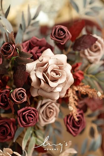Product: Ling's Moment 2PCS Artificial Floral Swags Centerpieces Burgundy Wedding Flower Greenery Arrangements for Sweetheart/Head Table Decor Car Wall Window Arch Garden Decor Burgundy & Dusty Rose Maroon