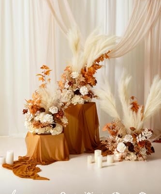 Silky Flower Store Tall Fall Artificial Flowers Arrangement, Wedding Arch Decor, Faux Silk Foam Florals, Ready to Use, 41in 22in 6.5in 11 11 Product: Ling's Moment 41" Tall Fall Free Standing Artificial Flowers Arrangements 2 pcs Wedding Arch Altar Stage Decorations Rust Sepia For Ceremony Reception Rose Fake Floral Party Outdoor Centerpieces Decor