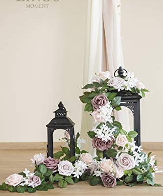 Product: Ling's Moment 6Pack 2ft Artificial Flowers Garland Dusty Rose & Pink Lantern Flower Centerpieces Wedding Aisle Decor Chair Flowers Arch Floral for Signs DIY Table Wall Window Cake Decoration